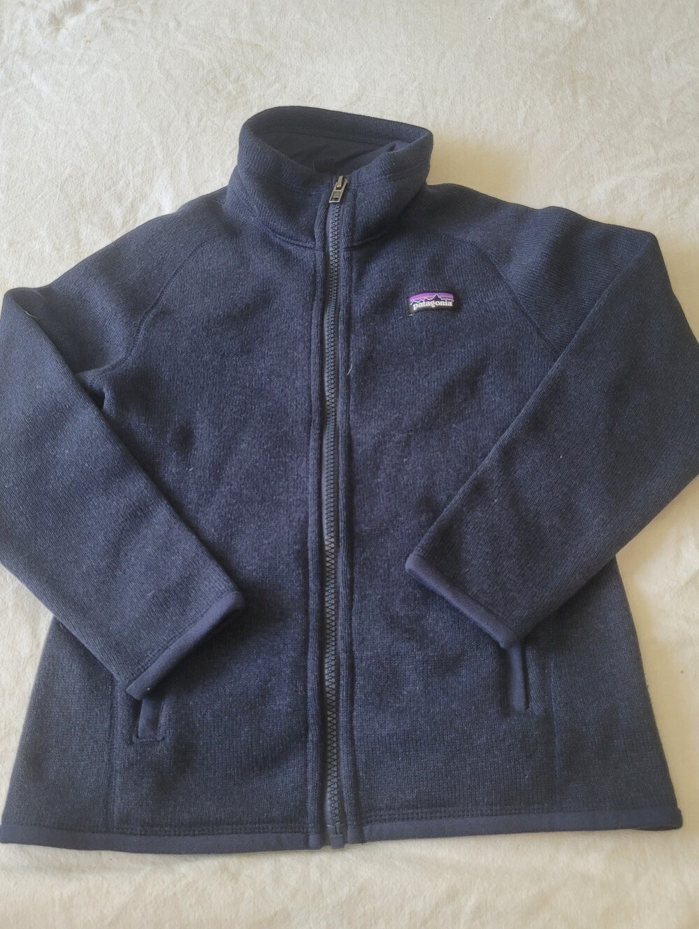 Patagonia Jacket Kids Small (7-8) Blue Well Worn Fleece Full Zip Pockets